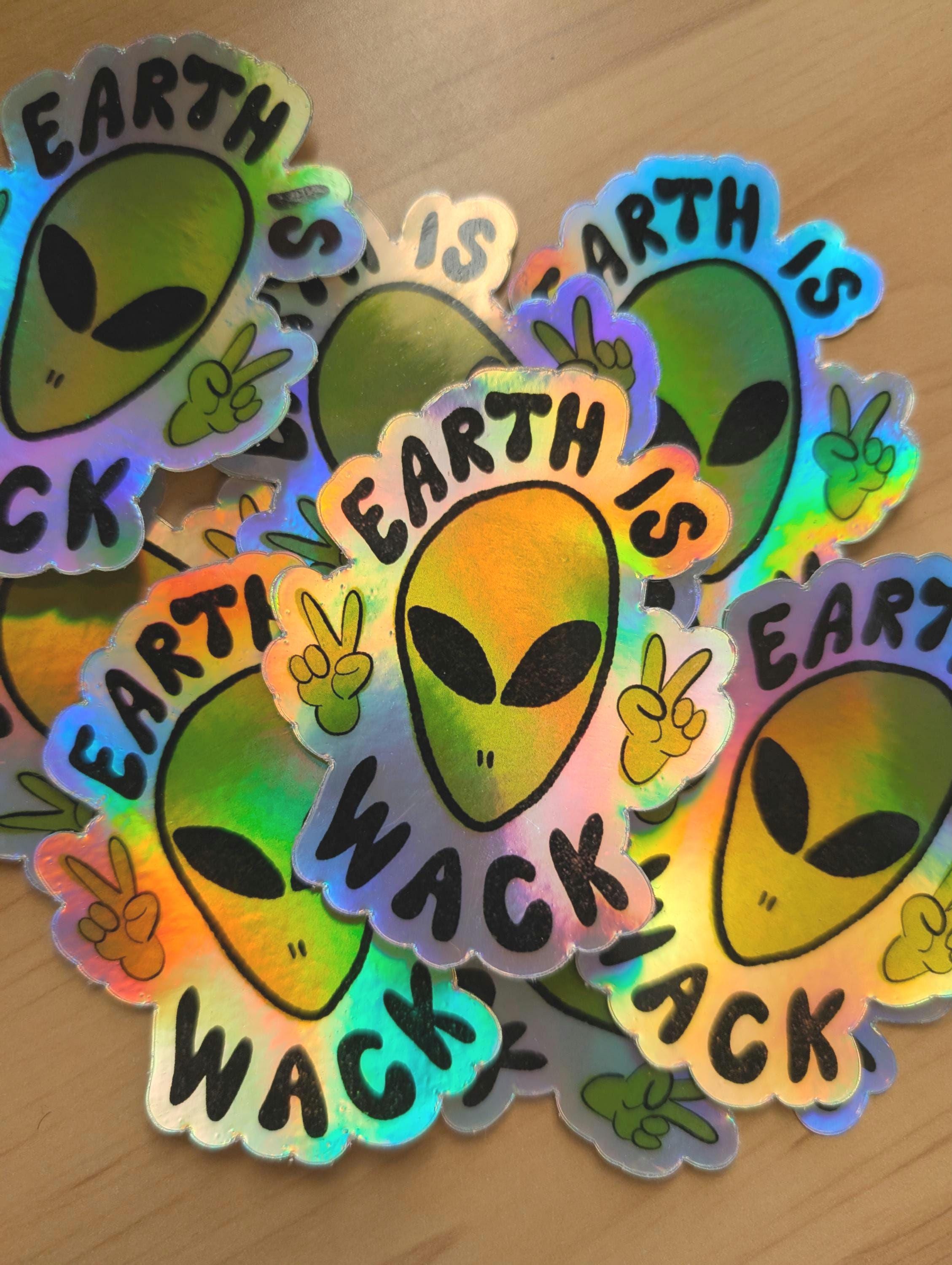 Holographic Alien Sticker, Rainbow Alien Laptop Sticker, Color Changing ...