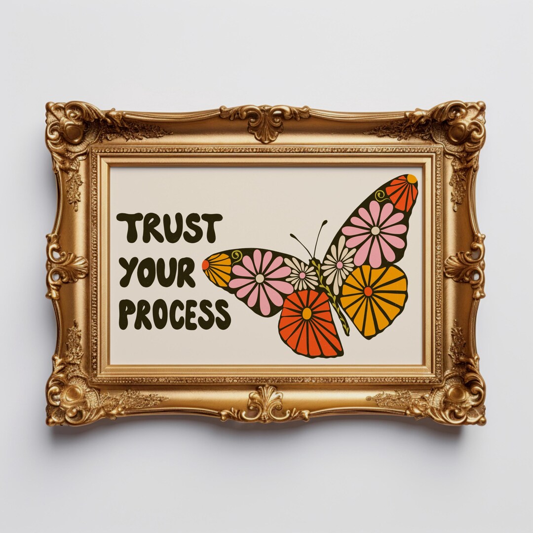 Floral Butterfly Giclee Art Print, Butterfly With Flowers, Retro Wall ...