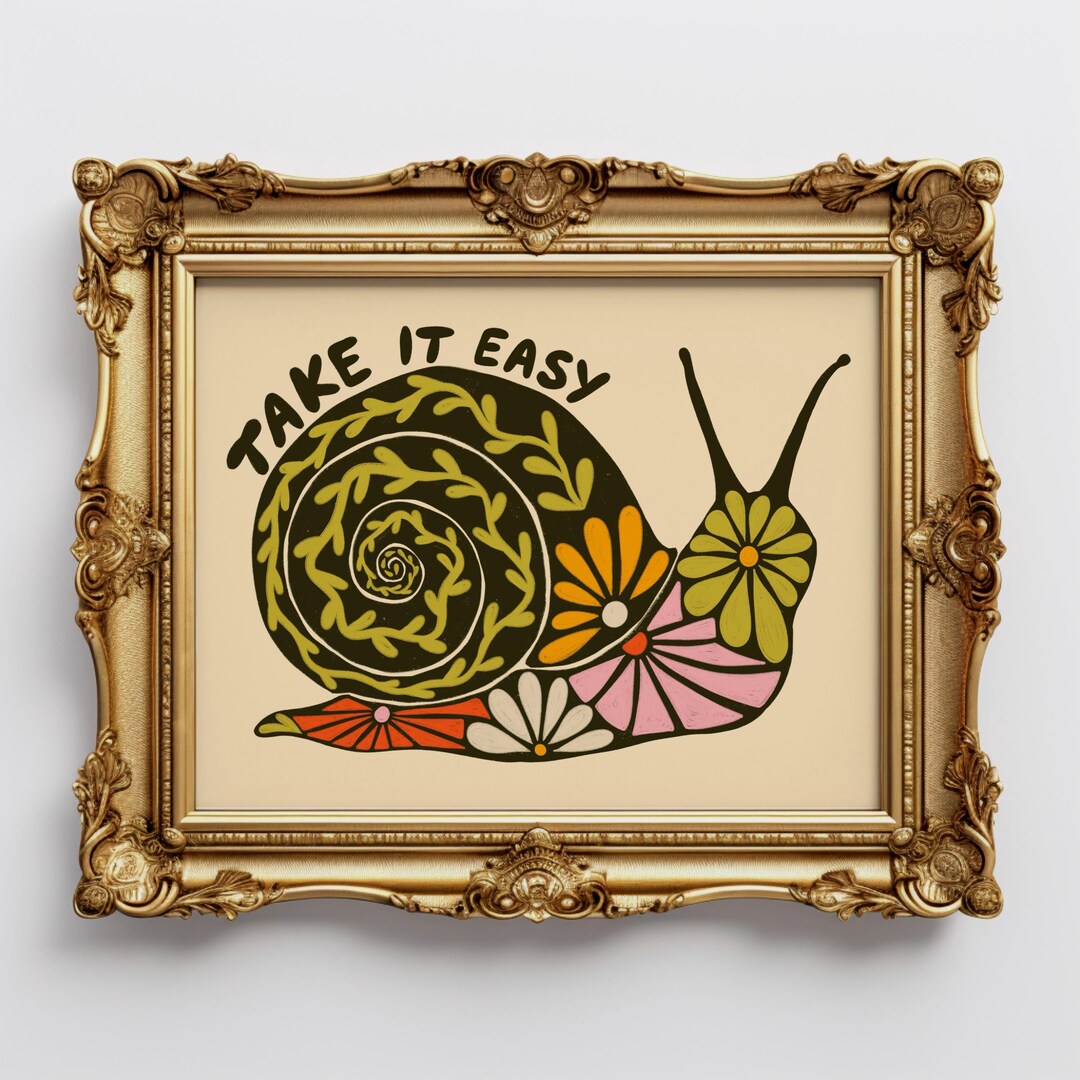 Floral Snail Giclee Art Print, Garden Snail With Flowers, Retro Bug ...