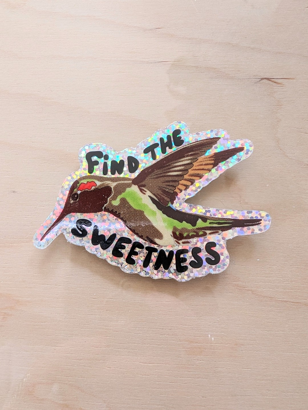 Glitter Hummingbird Sticker, Glittery Positive Saying Laptop Sticker ...