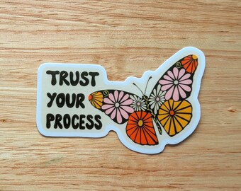 Floral butterfly sticker, 3" retro matte vinyl laptop decal, encouraging saying