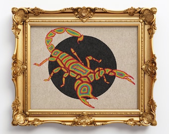 5x7 scorpion art print, rainbow bug unframed wall art, vintage style Scorpio home decor, vibrant Scorpio giclee art print on matte paper