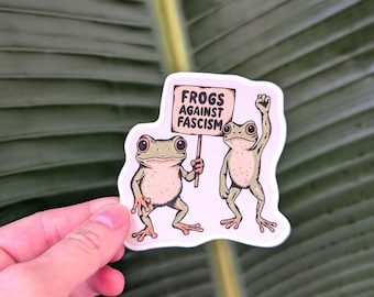 Protest frogs sticker, anti fascist matte vinyl car decal