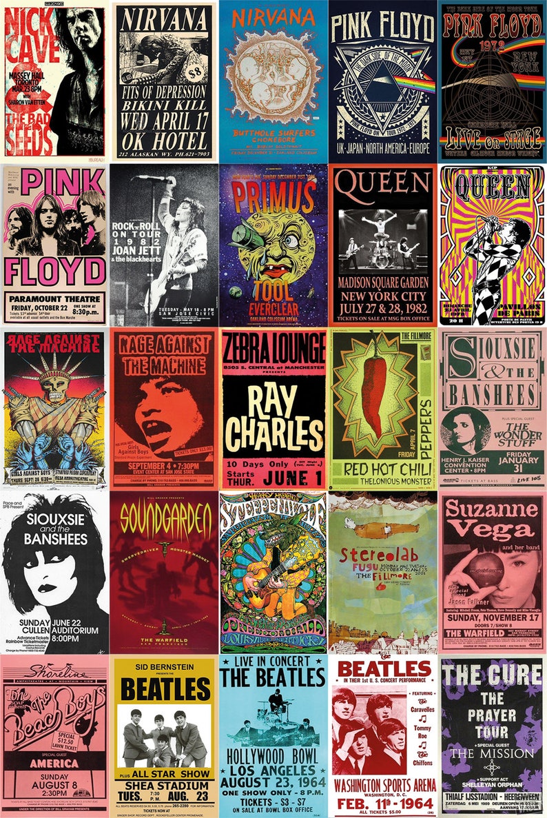 Vintage Concert Posters Band Posters Vintage Rock Concert Poster