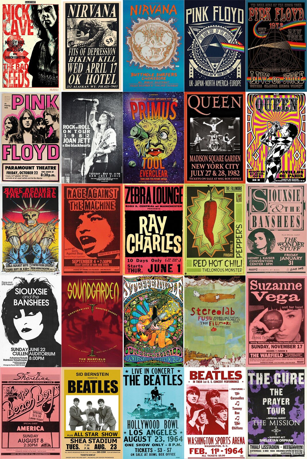 Vintage Concert Posters Band Posters Vintage Rock Concert Poster 