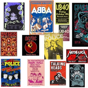 Vintage Concert Posters | Band Posters Vintage | Rock Concert Poster | Vintage Music Poster | Vintage Wall Collage Kit | 50 Digital Posters
