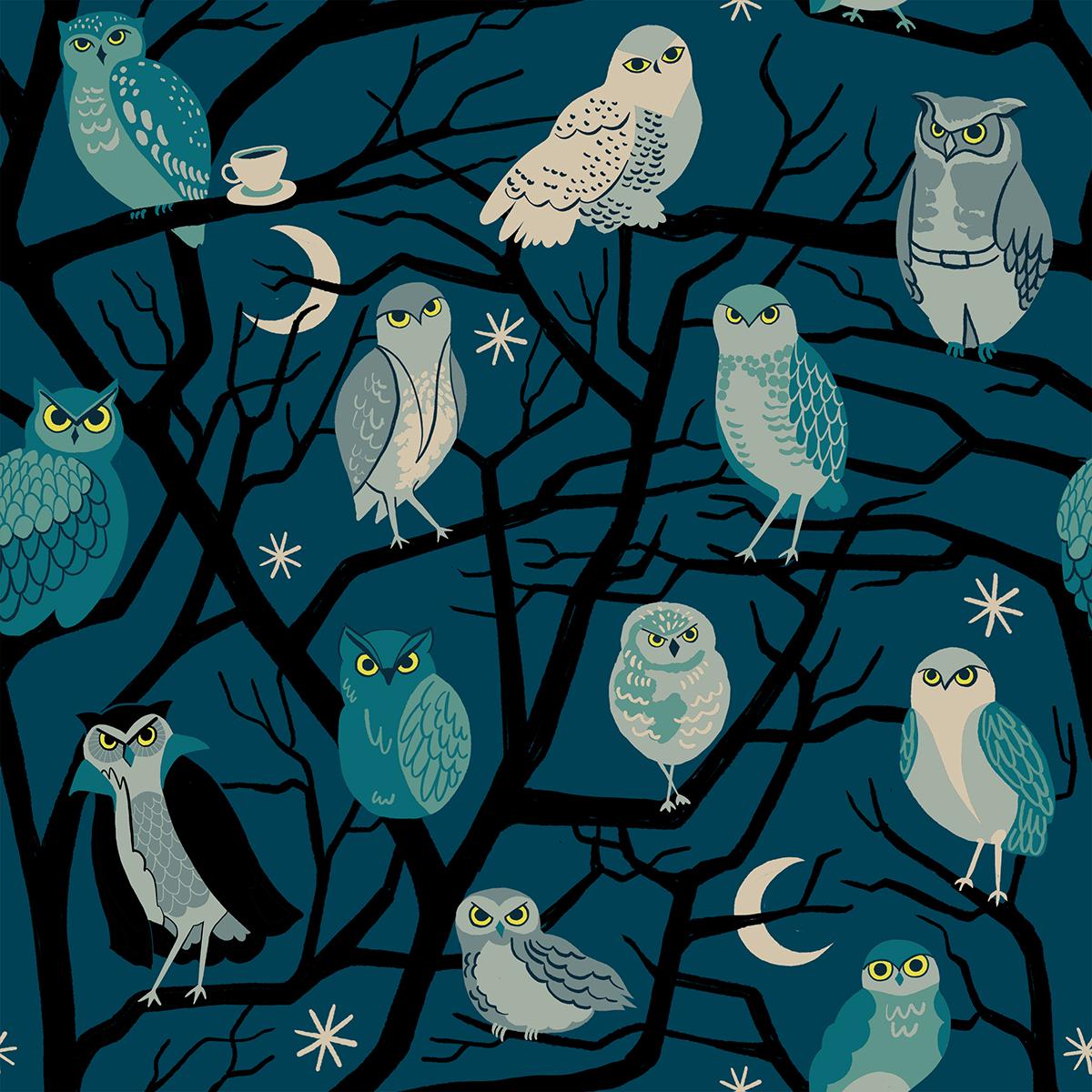 Freaky Familiars - Galaxy By Ruby Star Society for Moda, 100% Premium Cotton Fabric, Owl Fabric, By