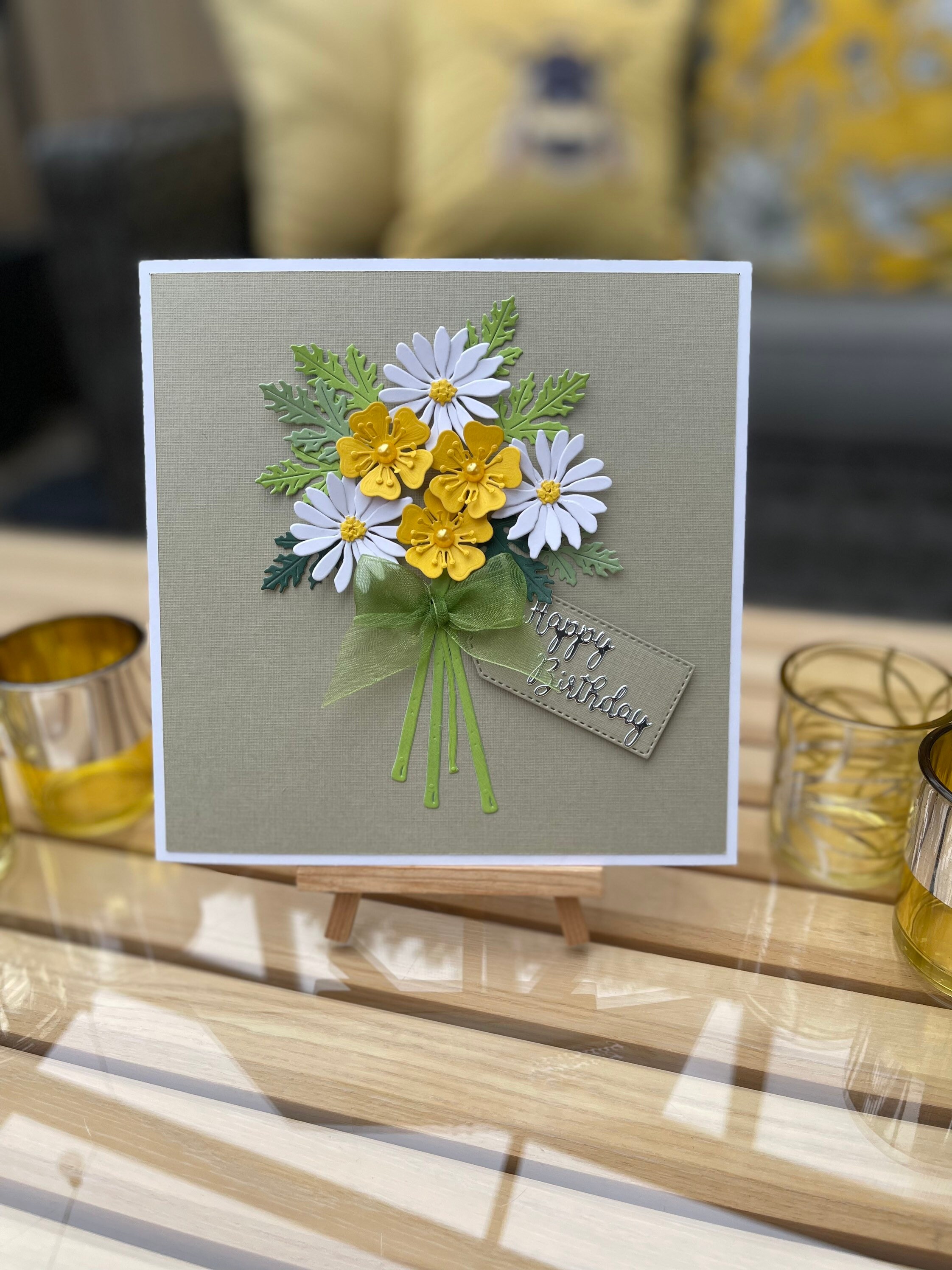 Happy Birthday Flower Bouquet Card Etsy