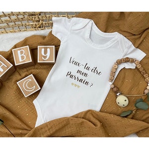 Do you want to be my Godfather? White bodysuit personalized godmother announcement moccha color - moonbabystore