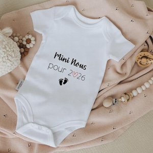 Body de algodón blanco para anuncio de embarazo Mini US 2026 - Moonbabystore
