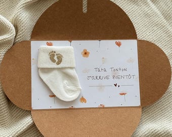 Annonce grossesse enveloppe avec carte imprimée Floral coller avec chaussettes original Papi Mamie Tata tonton grands parents