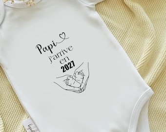 Grandpa, I'm coming in 2027! White cotton bodysuit announcing pregnancy - Moonbabystore