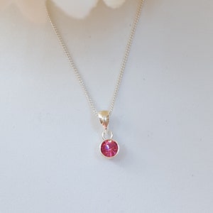 Birthstone October Silver and 4mm Light Pink CZ Pendant with an 18&quot; Curb Chain