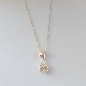 Birthstone April Silver and 4mm White CZ stone Pendant with an 18&quot; Curb Chain