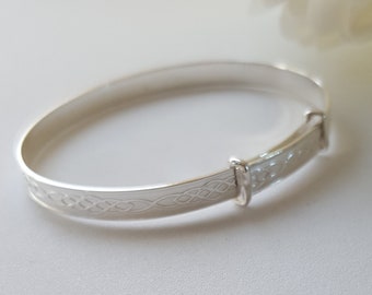Sterling Silver Baby Bangle Traditional Celtic Pattern