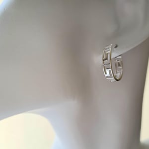 Sterling Silver Greek Key Pattern Creole Earrings 20mm diameter