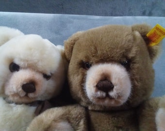 Steiff 2 Teddy Bears. Brown Bear 0205/26 9" And Another White Brown  7" Without Tag. Cute, Soft. Free Shipping.