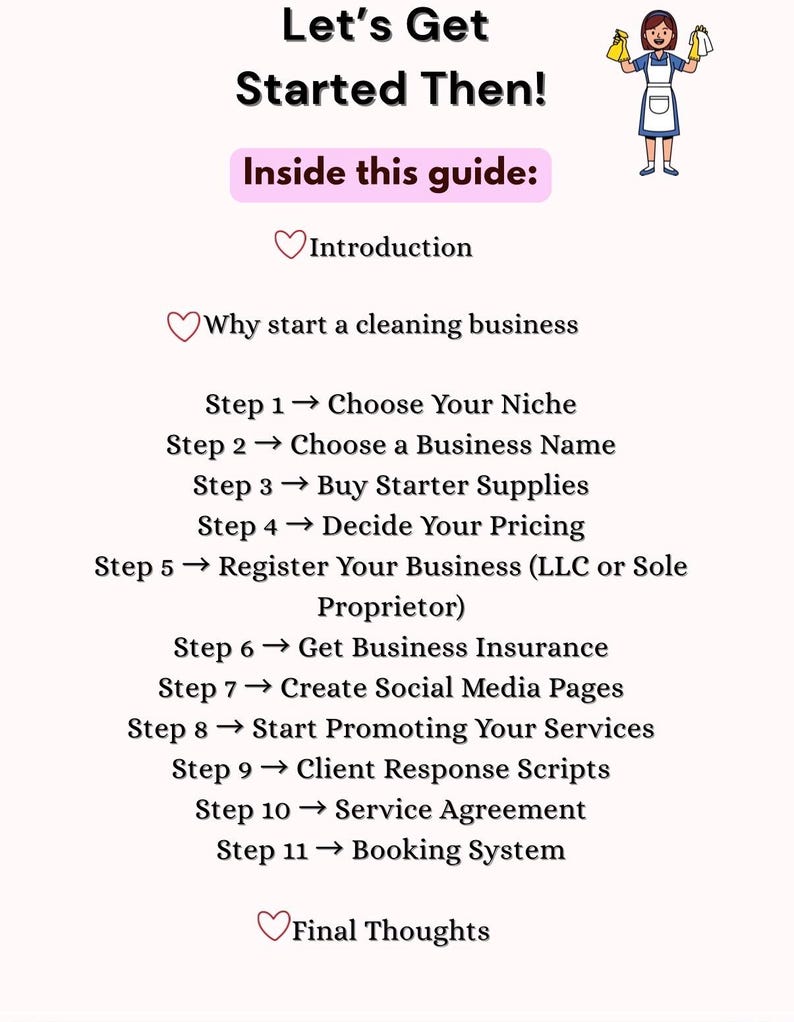 Cleaning Business Startup Guide | 22-page PDF Checklist, Plan (digital