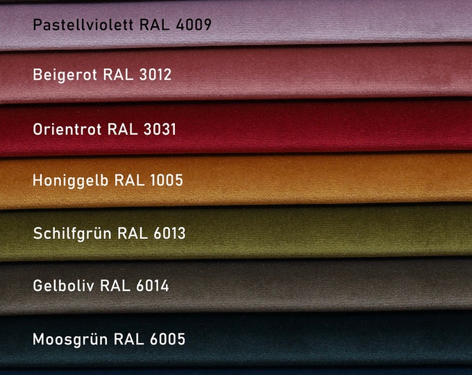 Featured listing image: Velour velvet fabric by the metre, upholstery fabric, decorative fabric, curtain fabric , 23 colours, Oeko-Tex, Sofa Curtains Cushions Bed