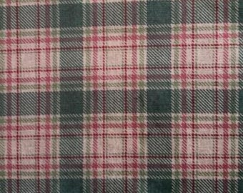 Karo-Veloursstoff - Flaschengrün/Weinrot - Mikrofaser, Bezugsstoff, Polsterstoff, Möbelstoff, Dekostoff, Vorhangstoff, 140 cm breit