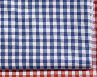 Vichy Karo Baumwollstoff - 2 Farben, Rot-Weiß & Blau-Weiß - Dekostoff, Vorhangstoff, Bekleidungsstoff, Kissenstoff, 160 cm breit