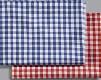 Fabric Vichy Check Red Blue by the metre Cotton Country house Decoration Sewing Checked Check pattern Curtain fabric Upholstery fabric