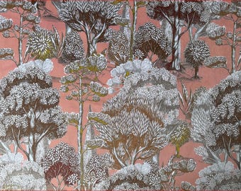 Velour Forest and Trees Decorative Fabric Curtain Fabric Upholstery Fabric Furniture Fabric Fabric by the Meter Heavy Quality Opaque