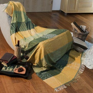 Cuddly blanket Wool blanket Living blanket Plaid Sofa blanket Bedspread throw | 6 colours | Oeko-Tex® 150x200 cm yellow-green