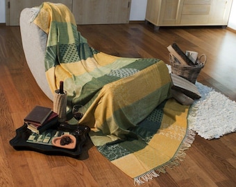 Cuddly blanket Wool blanket Living blanket Plaid Sofa blanket Bedspread throw | 6 colours | Oeko-Tex® 150x200 cm yellow-green