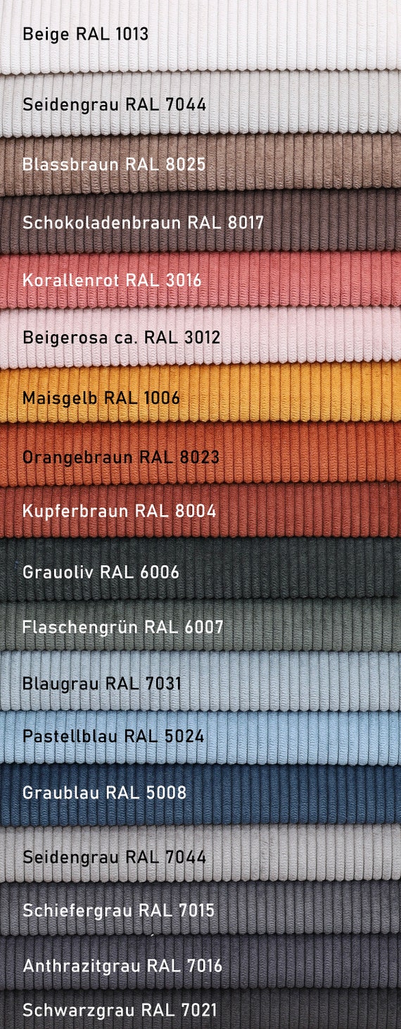 Tela de pana por metro, tela para tapicería, pana fina, tela decorativa,  tela para forrar, tela para muebles, tela para cortinas, 18 colores, 9,60 €  por metro. - Etsy México, image size:570x1460