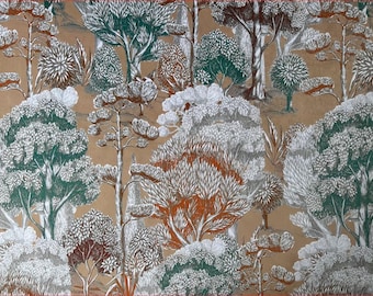 Velour Forest and Trees Decorative Fabric Curtain Fabric Upholstery Fabric Furniture Fabric Fabric by the Meter Heavy Quality Opaque