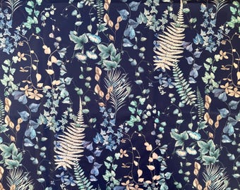 Veloursstoff Blumenmuster - Cobalt Blue - Bezugsstoff, Polsterstoff, Möbelstoff, Dekostoff, Vorhangstoff, Kissenstoff, 140 cm breit