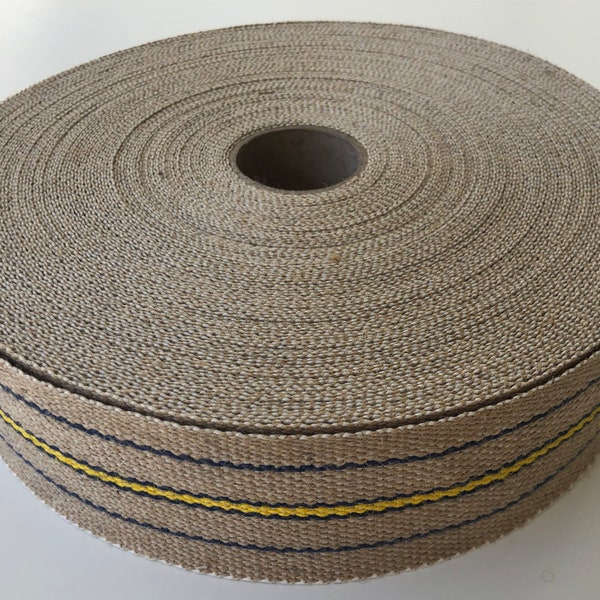 Sangle de rembourrage en jute, 50 mètres, pour chaises, canapés rembourrés, fixation de meubles, décorations artisanales, 7 cm, naturel, 0,60 p.m