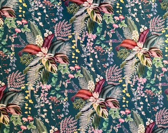 Decorative fabric curtain fabric floral upholstery fabric upholstery fabric fabric by the meter velour 6 colors EURO 17.70 p.mtr.