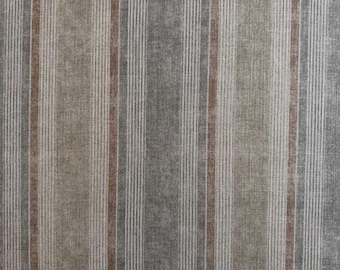 Druckstoff Naturfaser Streifen Grau-Beige Beige-Grau Beige-Braun – Deko-Bezug-Polster-Möbel-Vorhang- & Bekleidungsstoff, Meterware, 280 cm