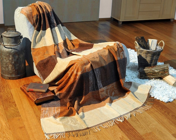 Featured listing image: Cuddly blanket Wool blanket Living blanket Plaid Sofa blanket Bedspread throw beige | 6 colours | Oeko-Tex® (150 x 165 cm + 150 x 200 cm)
