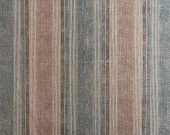 Druckstoff Naturfaser Streifen Blau-Grau Hellbraun – Deko-Bezug-Polster-Möbel-Vorhang- & Bekleidungsstoff, Meterware, 280 cm breit