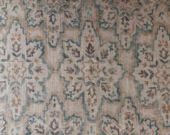Druckstoff Naturfaser Ornament Blaugrau Hellbraun – Deko-Bezug-Polster-Möbel-Vorhang- & Bekleidungsstoff, Meterware, 280 cm breit
