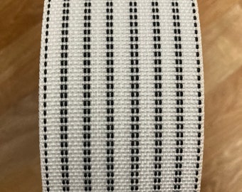 Upholstery straps 100 metres, upholstery straps non-elastic white with stripes for chair sofa upholstery armchair etc., 6 cm beit