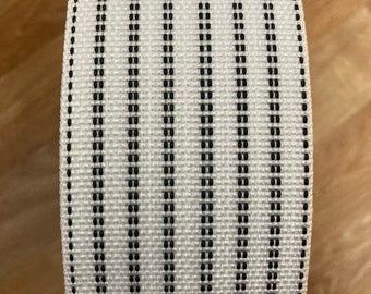 Upholstery strap 100 meters, upholstery straps inelastic white with stripes for chair, sofa, armchair etc., 6 cm 0.60 p.mtr.