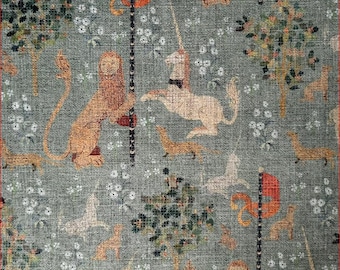 Veloursstoff, Einhorn Tiermotiv - Reed Green - Bezugsstoff, Polsterstoff, Möbelstoff, Dekostoff, Vorhangstoff, Kissenstoff, 140 cm breit