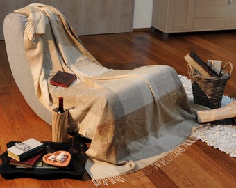 Cuddly blanket Wool blanket Living blanket Plaid Sofa blanket Bedspread throw beige | 6 colours | Oeko-Tex® 150x165 cm