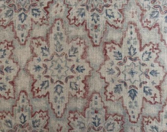 Druckstoff Naturfaser Ornament Blaugrau-Hellbraun – Deko-Bezug-Polster-Möbel-Vorhang- & Bekleidungsstoff, Meterware, 280 cm breit