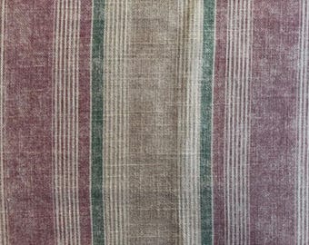 Druckstoff Naturfaser Streifen Grau-Beige Oxidrot Olivgrün – Deko-Bezug-Polster-Möbel-Vorhang- & Bekleidungsstoff, Meterware, 280 cm breit
