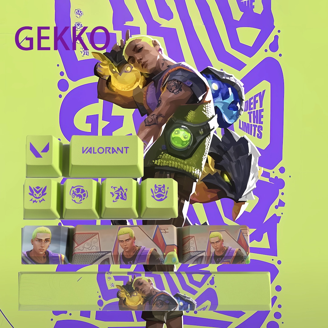 Valorant Gekko Custom Keycaps Best Gift for Valorant Player Gamer