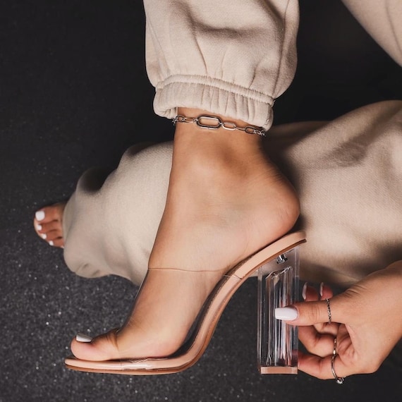 Transparent Sandals Women Summer Fashion Block Heels Heels Sandals New Open  Toe | eBay