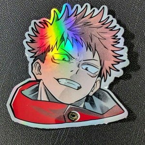 Etiqueta holográfica única de Yuji itadori Jujutsu Kaisen | jjk | Anime | Mangá | etiqueta inspirada arte do fã | Surpresa da caixa de correio | À prova d'água
