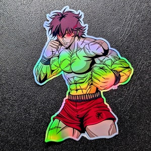 Etiqueta holográfica de Baki Hanma de <br> Entrega Rápida? Baki | Anime | Mangá | etiqueta inspirada arte do fã | Surpresa da caixa de correio | Vinil Impermeável Branco Brilho