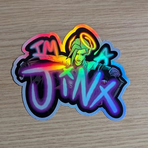 Jinx Arcane LOL Adesivo Holográfico Único | Anime | Mangá | Adesivo Inspirado em Fan Art | Letterbox Surprise | Brilho à Prova D'Água