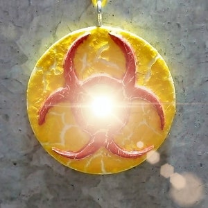 Cracking Effect Talisman / Biohazard pendant necklace / Medallion